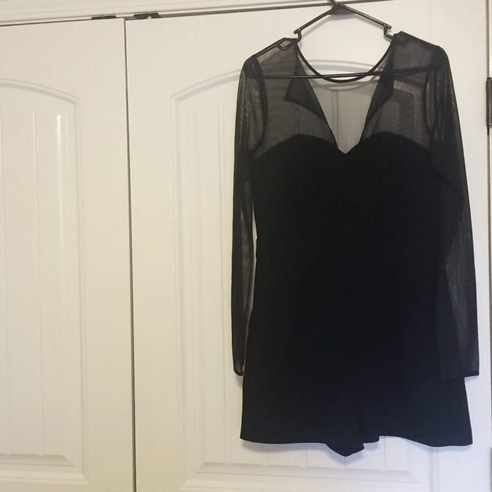 Black short suit with sheer sleeves
